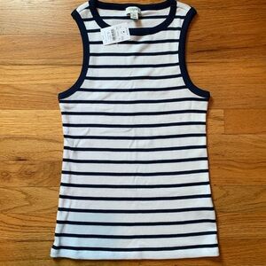 NWT J.Crew white and blue striped tank top, XS.